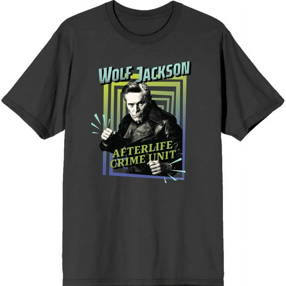 Beetlejuice Beetlejuice Wolf Jackson Afterlife Charcoal Men's Crew Neck Short Sleeve Tee-Medium