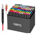 thumbnail image 1 of DEBGFS 48/60/80/120/168 Colors Art Markers Alcohol Markers Set, Double Ended Artist with Carrying Case Great for Coloring, Painting, Sketching, Card Making and Illustration,168 Colors, 1 of 7