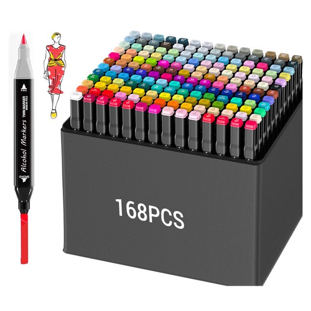 DEBGFS 48/60/80/120/168 Colors Art Markers Alcohol Markers Set, Double Ended Artist with Carrying Case Great for Coloring, Painting, Sketching, Card Making and Illustration,168 Colors