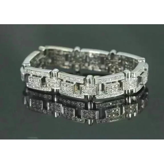 6CT Round Cut White Moissanite Women's Tennis Bracelet 14k White Gold Plated