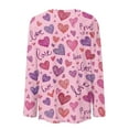 thumbnail image 5 of Valentine Day Shirts Womens Long Sleeve Love Heart Print Cute Blouse Crew Neck Loose Funny Tunic Tops Deep Red M, 5 of 5