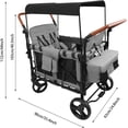 thumbnail image 4 of SACVON Stroller Wagon for 4 Kids with 5-Point Harnesses,Detachable Seats Stroller Wagon 4 Seater for Garden,Removable Canopy,Adjustable Handles,Camping Trips,Gray, 4 of 7