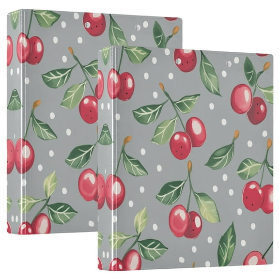 Iauyy PVC Round Ring Binders, 200 Page Capacity, 2 Pack，Cherry Pattern