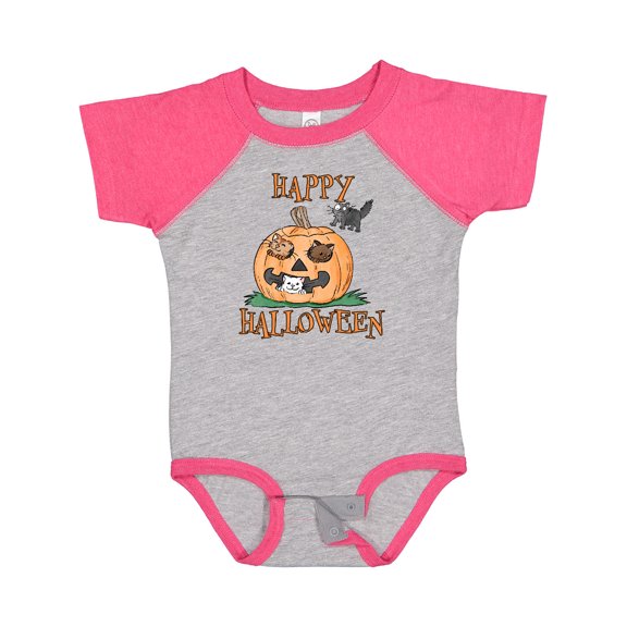 Inktastic Happy Halloween Kittens in a Pumpkin Boys or Girls Baby Bodysuit