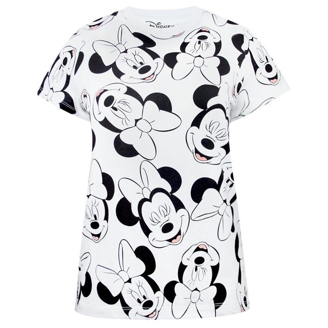 Minnie Mouse - Camiseta Talle Boyfriend para Mujer (Blanco/Negro)