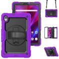 thumbnail image 1 of Case for Lenovo Tab K10 10.3 Inch / M10 FHD Plus 2020 2nd Gen with Screen Protector, 360 Degree Rotating Kickstand Hand Strap Heavy Duty Shockproof Cover with Shoulder Strap, Purple, 1 of 7