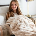 thumbnail image 5 of Minky Designs Crème Brulee Minky Blanket – Ultra Soft Faux Fur Throw Blanket for Couch, Bed & Home – Fluffy, Warm & Luxurious – Posh Collection (Medium, 50x60), 5 of 12