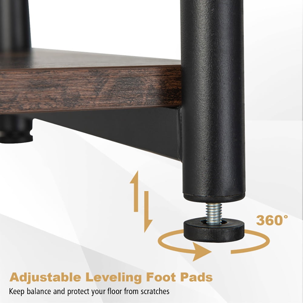Finihen End Table, 3-Tier Industrial Side Table with Adjustable Mesh Shelf, Sofa Side Table, Bed Side Table, for Living Room, Bedroom, Rustic Brown Finihen End Table, 3-Tier Industrial Side Table with Adjustable Mesh Shelf, Sofa Side Table, Bed Side Table, for Living Room, Bedroom, Rustic Brown