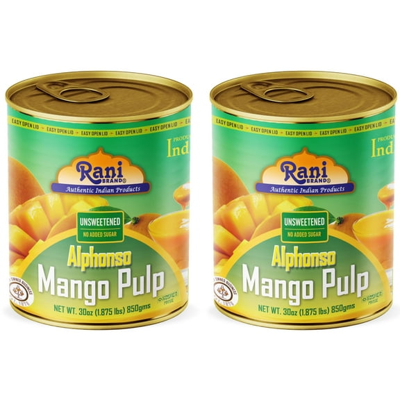 Rani Mango Pulp Puree (Makes Mango Lassi Shakes) Alphonso Unsweetened 30oz (1.875lbs) 850g Pack of 2 ~ Kosher | All Natural | NON-GMO | Vegan | No colors | Gluten Friendly | Indian Origin