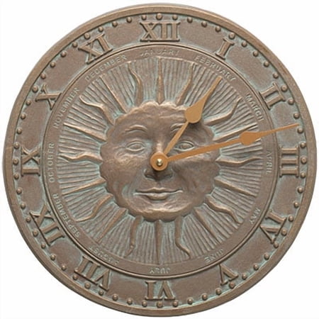 Whitehall Sunface 12 Indoor/Outdoor Wall Clock (Copper Verdigris)