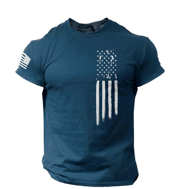 jsaierl T-shirts Graphiques 3D pour Hommes T-shirts à Manches Courtes avec Imprimé de la Fête de l'Indépendance T-shirts d'Été à Col Rond T-Shirt Décontracté Hauts de Gym pour Muscles