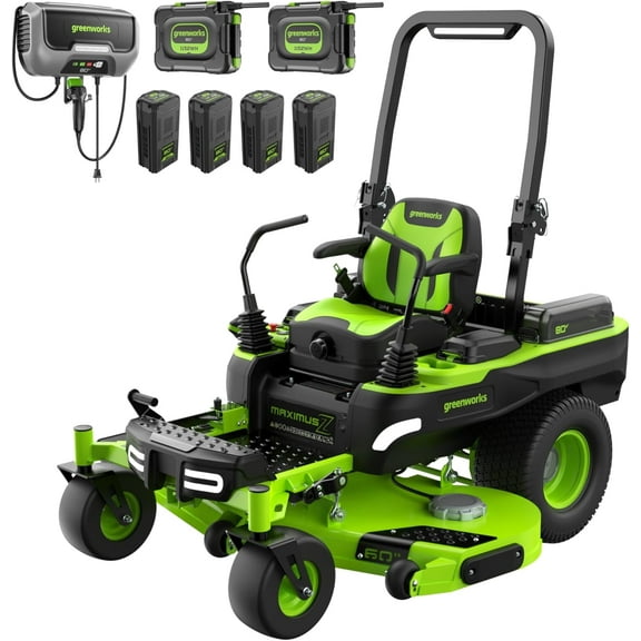 Greenworks 80V 60" Zero Turn, (2) 16.0Ah   (4) 8.0Ah Batteries   Wall Charger