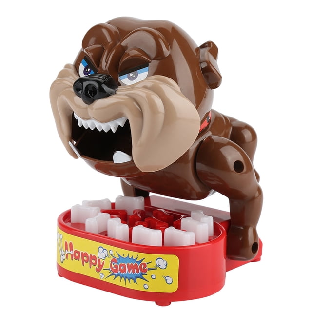 Juguetes divertidos y complicados, juegos de mesa, perros malos, huesos presionados para niños, padres y familia.