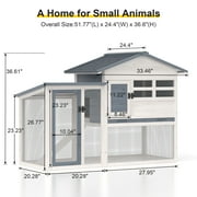 GOJOOASIS Rabbit Hutch Indoor, Chicken Coop Outdoor with Waterproof Roof & Running Cage Large Bunny Cage with Ramp & Removable Tray 2 Story