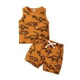 thumbnail image 5 of Coerni Toddler Baby Boys 2 piece Dinosaur Print Vest Top Drawstring Shorts Sets Summer Casual Clothes for 3 M-4 Y Hawaii Holiday Set, 5 of 5