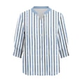 thumbnail image 4 of Camisas de Cuello de Tripulación de Manga Larga para Hombres 3/4 Cuarto de Manga con Cuello en V Botón Arriba Cardigan Top para la Moda Casual de Verano, 4 of 5