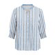 thumbnail image 4 of Camisas de Cuello de Tripulación de Manga Larga para Hombres 3/4 Cuarto de Manga con Cuello en V Botón Arriba Cardigan Top para la Moda Casual de Verano, 4 of 5