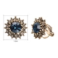 thumbnail image 3 of Yoursfs Vintage Earrings for Women Blue Zircon Clip on Earring Floral Round Halo Gold Plated Non Piercing Earrings  Prom Jewelry, 3 of 4