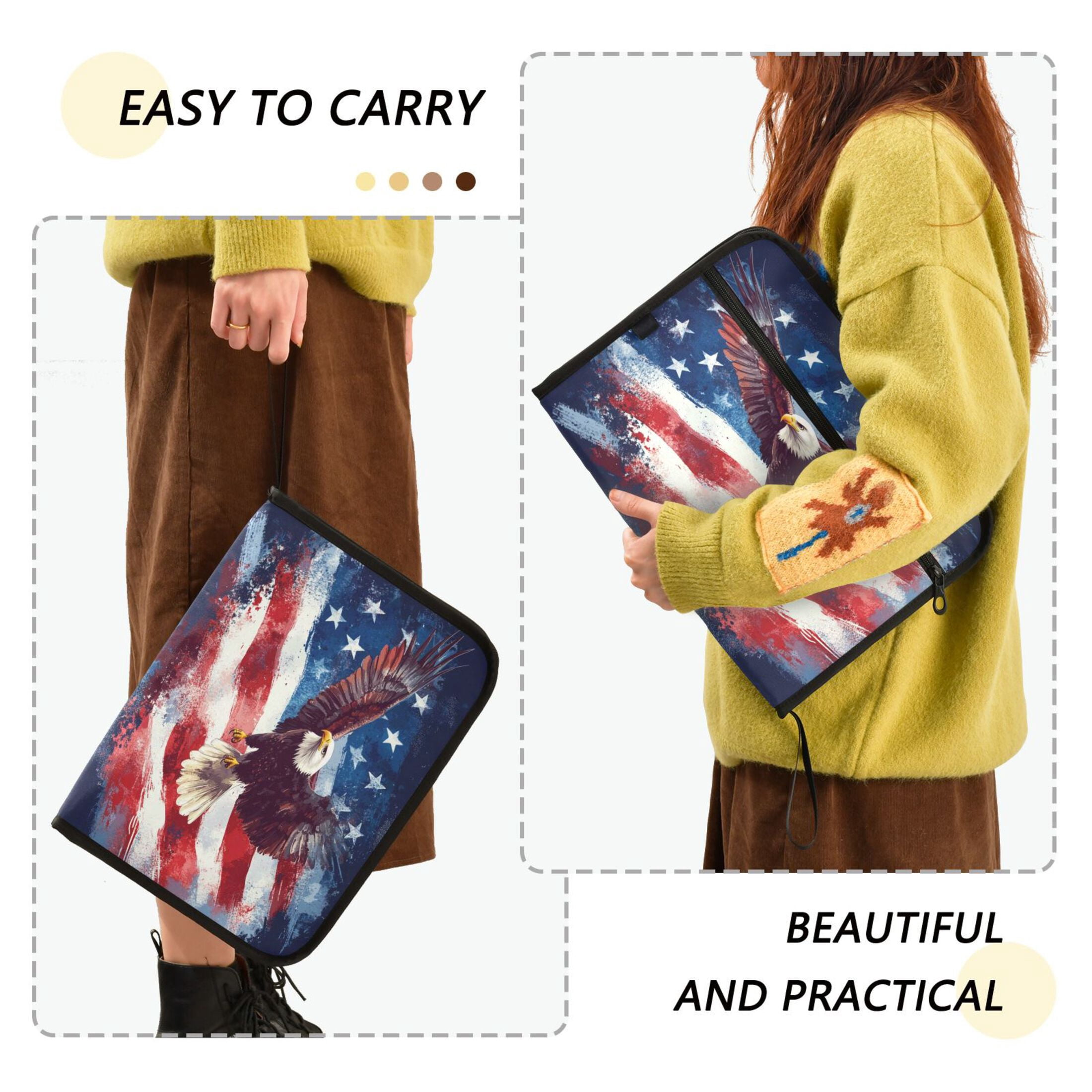 WOBOGO American Flag with Eagle Expanding File Folder Letter Size Accordion Filing Organizer 13 Pocket Separate Organ Pocket