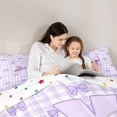 thumbnail image 5 of Erosebridal Letter Y Initial Monogrammed 7-Piece Bedding Comforter Set,Purple Girly Bowknot King Bedding Sets For Kids,Reversible, 5 of 7