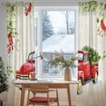 thumbnail image 3 of Christmas Trucks Sheer Curtains 96 Inches Long, Xmas Tree Red Bird Snowflakes Winter Light Filtering Window Curtains for Living Room/Bedroom, Rod Pocket Voile Sheer Drapes, 52"Wx96"L, 2 Panels, 3 of 9