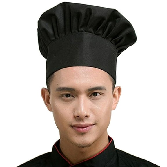 Hyzrz Chef Hat Adult Adjustable Elastic Baker Kitchen Cooking Chef Cap (Black)