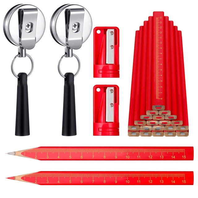 Lápices de Carpintero Honoson 24 Piezas Octagonales 18 cm con Porta Lápiz
