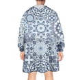 thumbnail image 2 of Wearable Oversized Blanket,Blue Ethnic Geometric Pattern Wearable Blanket Hoodie for Adults,Cozy Hooded Blankets with Super Pockets,Super Warm Fuzzy Pullover for Women & Men, 2 of 6