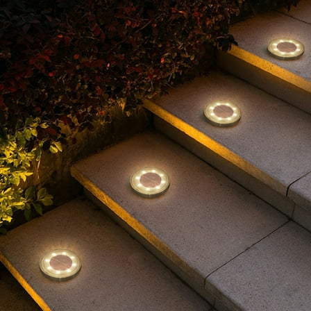 Ranliy Solar Lights Outdoor Waterproof, 2Pcs Solar Garden Lights Landscape Lighting for Outside Patio Pathway Yard Lawn Driveway Deck Step Walkway(Warm Light)