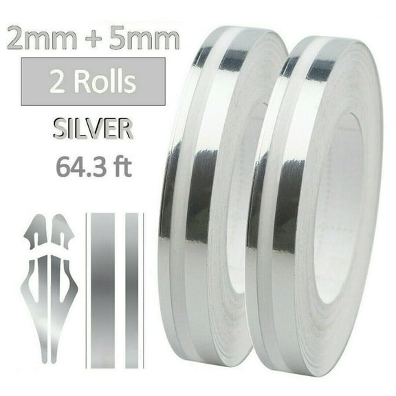 2X Silver Stripe Pin Stripe Tape Decal Vinyl Car Stickers Streamline Double Line