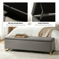 thumbnail image 5 of Tina's Home Storage Bench with 2 Nesting Ottomans,  Upholstered Entryway Bench with Stainless Steel Legs Modern Seating for Living Room, Bedroom  Grey, 5 of 10
