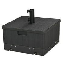 SAZYY 3-in-1 Outdoor Umbrella Base, Coffee Table with Planter Box & Drainage, Patio Umbrella Stand on Wheels with Handles, Black 