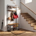 thumbnail image 6 of Nordic Hygge 68.9 in. Industrial Hall Tree with Shoe Storage Bench & 9 Hooks, Rustic Brown/Black, 6 of 7