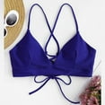 thumbnail image 2 of Women's Basic Criss Cross Push Up Bikini Tops Textured Spaghetti Straps Wire Free Bathing Suit Top, 2 of 6