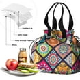thumbnail image 4 of Boho Bohemia Flower Drawstring Lunch Bag Women - Drawstring Lunch Bag Insulated for Work Office - Stain-Resistant Large Lunchbags for Women with Multi-Pockets, 4 of 6