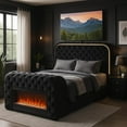 thumbnail image 7 of Kerie Queen Size Bed with LED Fireplace- TV Lift Stand- Black Velvet, 7 of 7