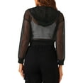thumbnail image 3 of INSPIRAR CHIC Sudadera con cremallera para mujer 2023 Moda Chaquetas bomber de malla transparente M Negro, 3 of 6