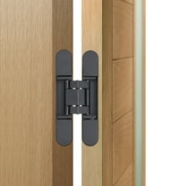 2-Pack 6 Inch Black Hidden Door Hinges, Heavy Duty Zinc Alloy Hinges, Concealed Hinges