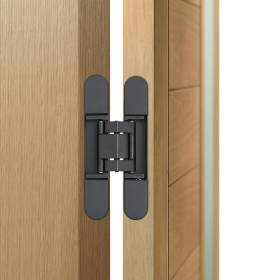 2-Pack 6 Inch Black Hidden Door Hinges, Heavy Duty Zinc Alloy Hinges, Concealed Hinges
