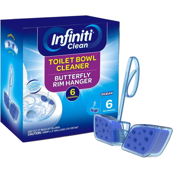 Toilet Bowl Cleaner Butterfly Rim Hanger – Ocean Scent, 6 × 1.8 OZ (50g), Lasts Up to 6 Months, Cleans & Deodorizes with Every Flush
