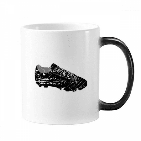 

Black Football Shoes Pattern Soccer Changing Color Mug Morphing Heat Sensitive Cup With Handles 350 ml