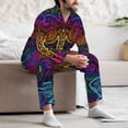 thumbnail image 5 of Salouo Indian Mandalas Dragonfly Print Button-Front Long Sleeve Pajama Set for Men, Soft 2Pjs Men's Long Sleeve Sleepwear -X-Large, 5 of 7