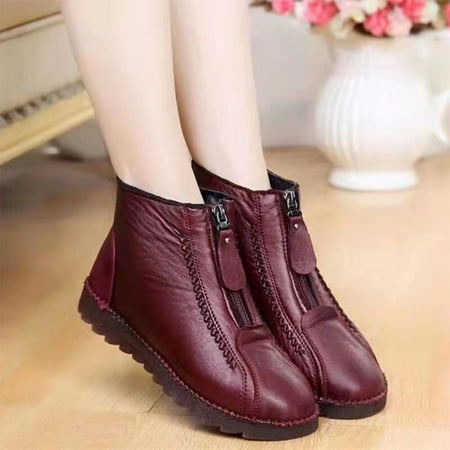 

Women s High-top Shoes Zip up Thickened Snow Boots Round Head Loafers