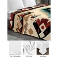 thumbnail image 6 of Boho Brown Teal Red Queen Size Flat Sheet, Wrinkleproof & Fadeproof Cooling Flat Bed Sheet Only, Southwestern Geometric Abstract Retro Breathable Soft Bedding Top Sheets 90 x 102 Inches, 6 of 8