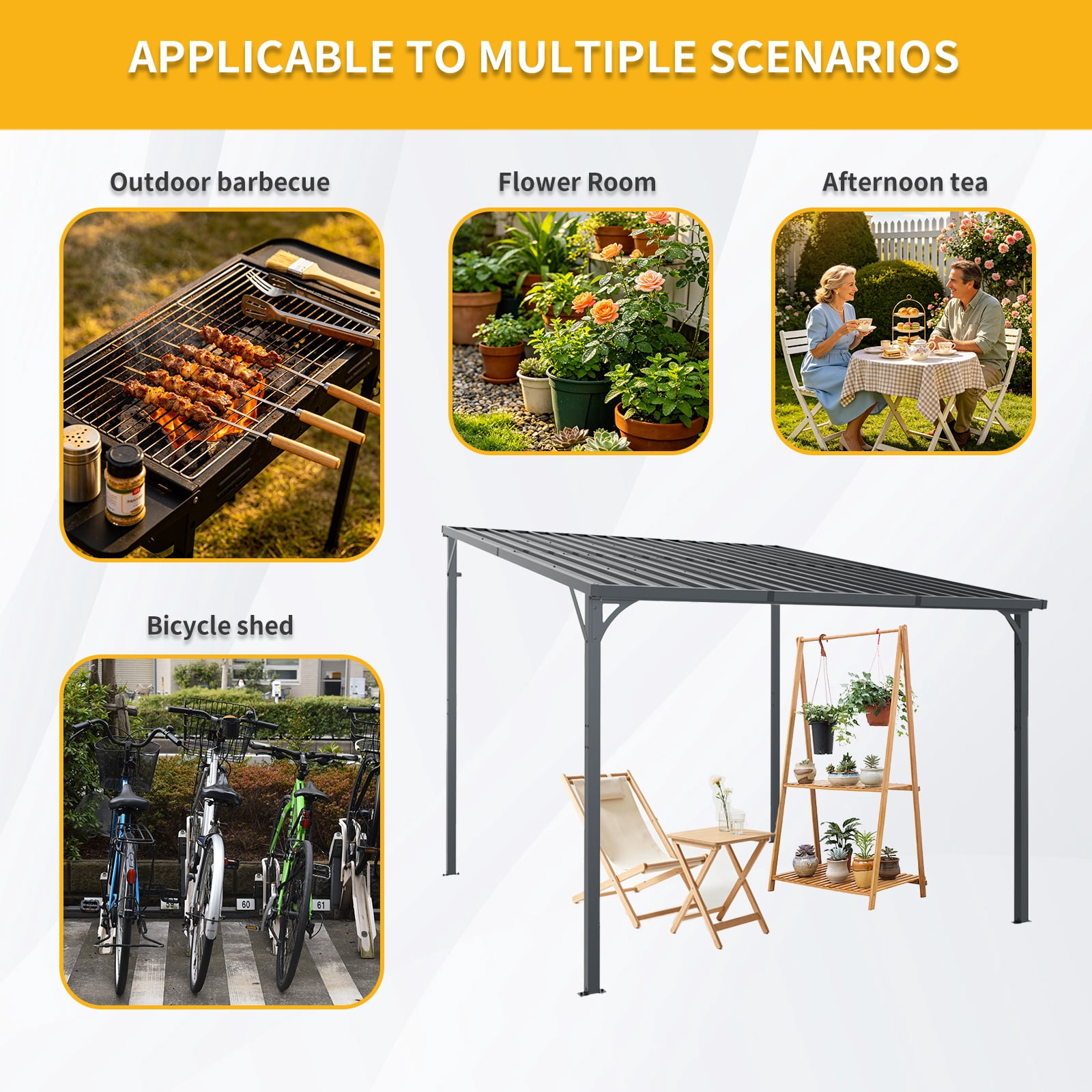 Mintazer 10x10ft Metal Patio Gazebo, 4-Post Hardtop Galvanized Steel Pergola, Outdoor Hard Roof Shelter for Backyard Patio Bike Storage Grill Area