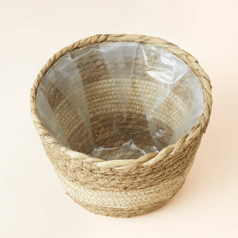 Seagrass Planter Basket Indoor Outdoor, Flower Pots Cover, Plant Pots Containers, Natural, 10 inch La Jolie Muse