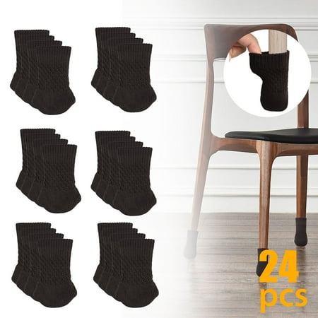Furniture Booties Chair Socks 24 PCs Furniture Feet Socks Covers - High Elastic Knitted Chair Leg Floor Protectors,Double Thickness Furniture Booties Set Coffee/Brown,Move Easily and Reduce Noise ()