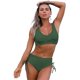 thumbnail image 1 of SAILING Traje de baño de 2 piezas con parte delantera torcida y espalda de bikini de talle alto para mujer - Verde, 1 of 5