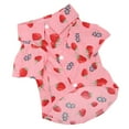 thumbnail image 3 of Camisas de verano para perros con estampado de fresas, cuello vuelto, diseño a presión, camisas hawaianas transpirables para perros para primavera y verano S, 3 of 14