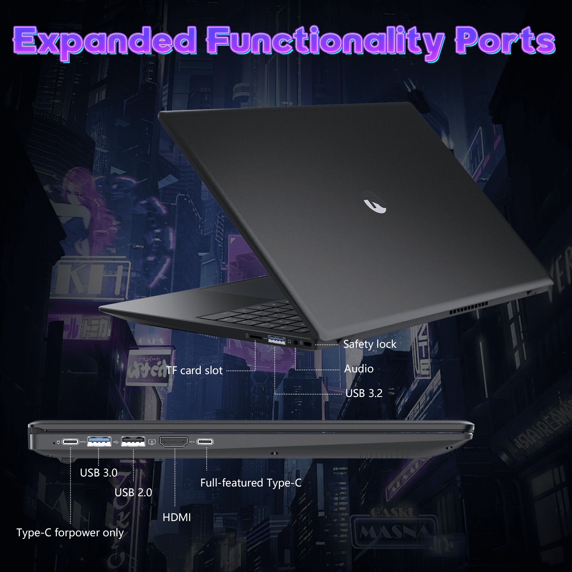 Ningmei 15.6 inch Windows Laptop Intel N150 16GB RAM 512GB SSD Wifi6 Bluetooth5.2 1080P FHD IPS Display Fingerprint Unlock